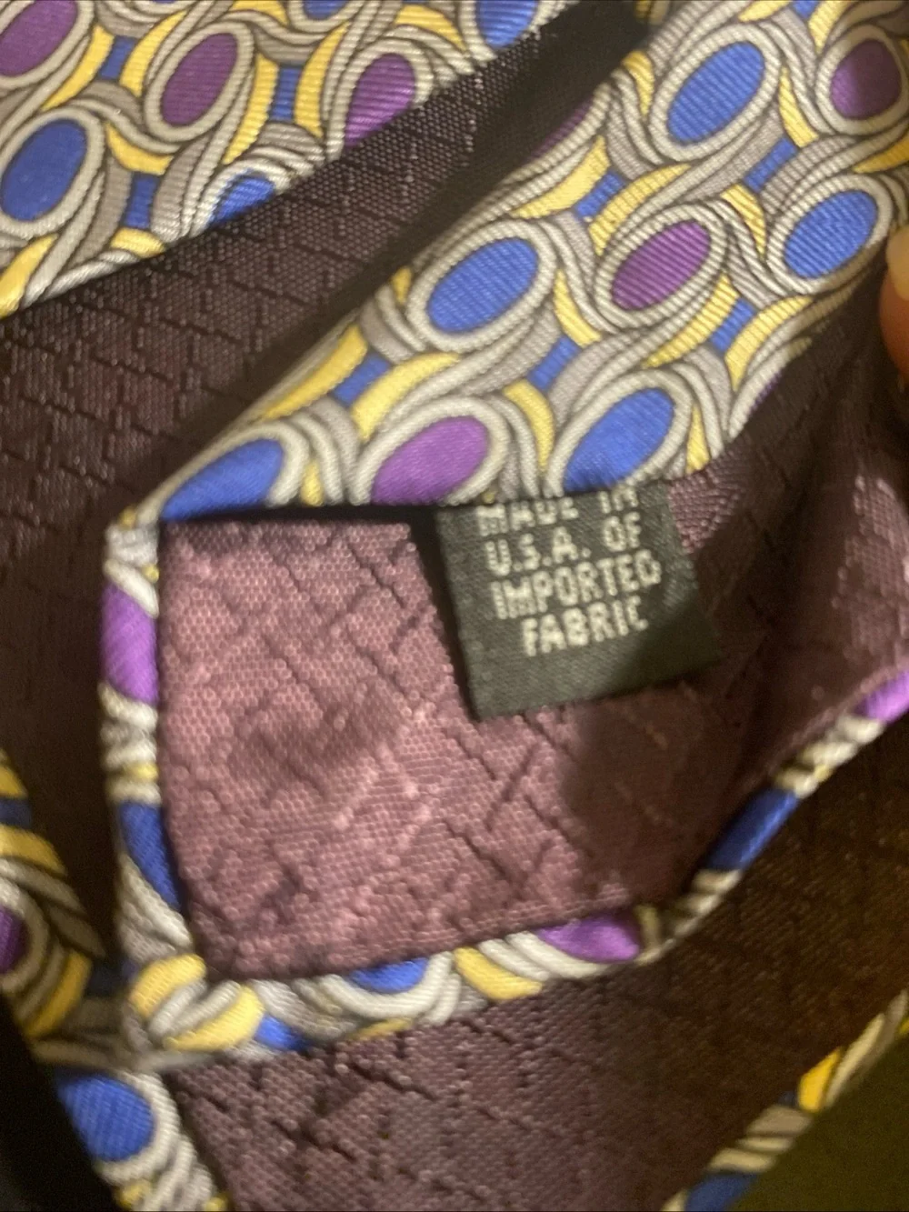 Vintage Christian Dior Monsieur Silk Tie - Blue Purple Gold Geometric Pattern
